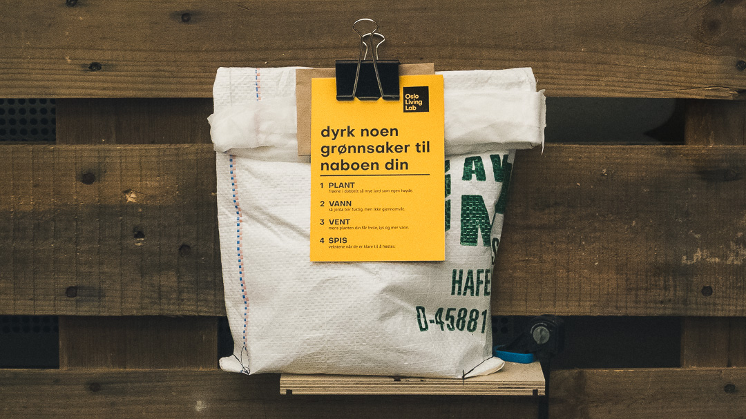 Growing kit packed in bag made from discarded grain bags from brewing
