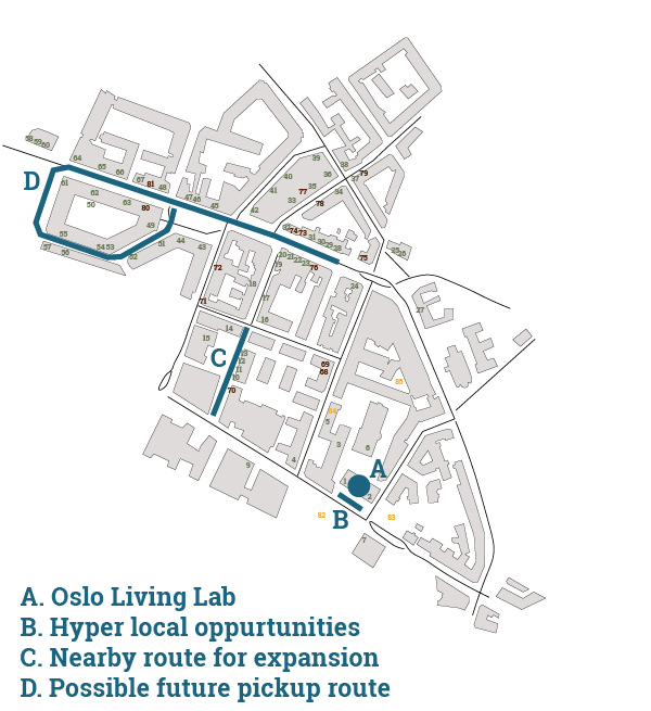 A map of the local neighbourhood, highlighting potential business partners and areas of interest.