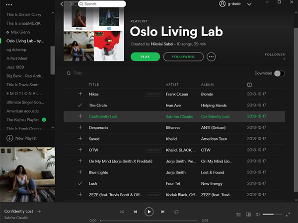 Spotify playlist of songs describing Oslo Living Lab